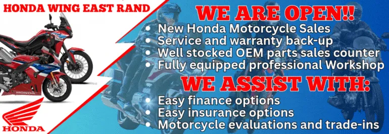 Honda motorcycles for sale. quality pre-owned motorcycles for sale. Your Harley Davidson dealer on the east rand. Parts. accessories. Professional workshops and fitment centres.